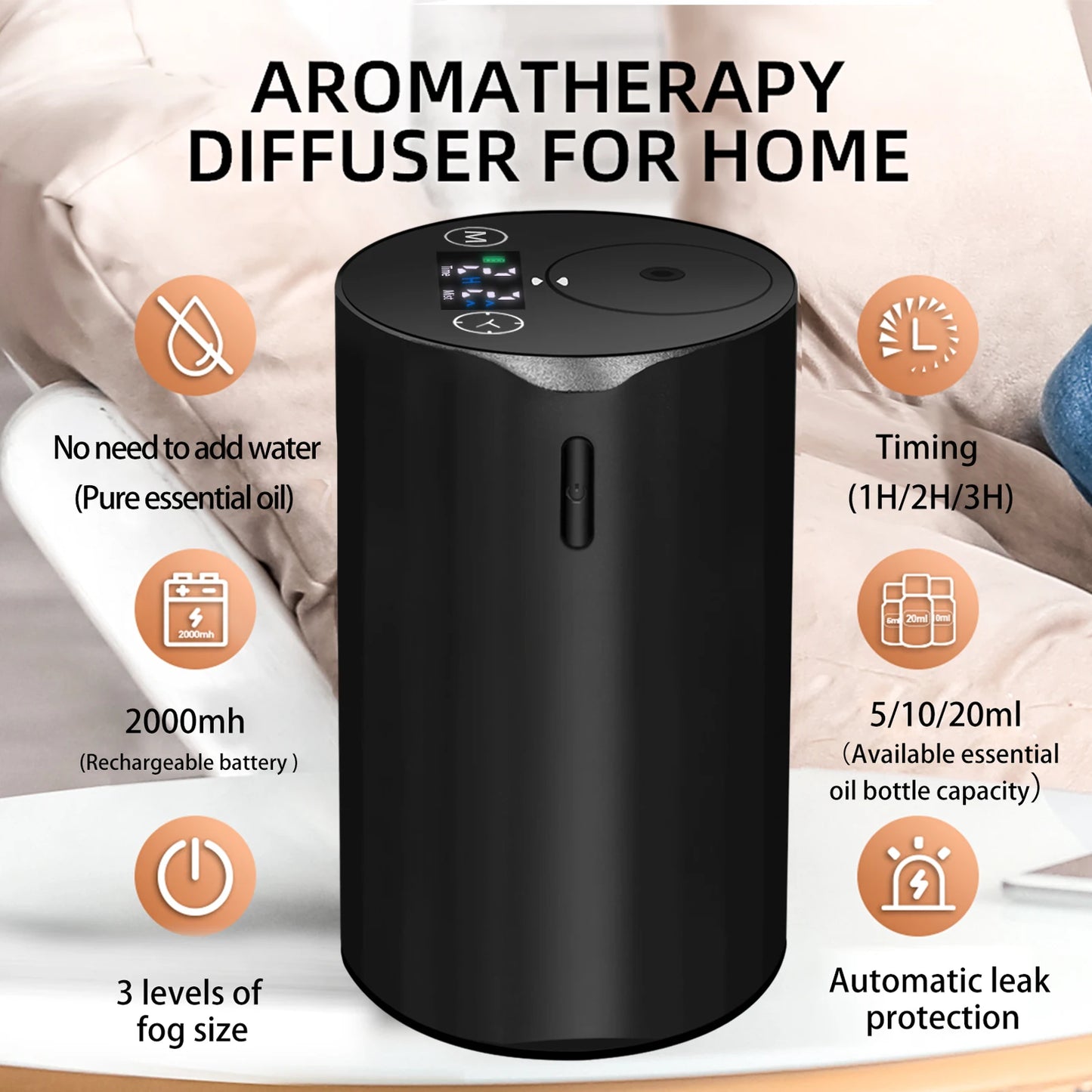 Pure Essential Oils Car Waterless Aromatherapy Diffuser Automatic Fragrance Sprayer Home Rechargeable Essential Oil Diffuser