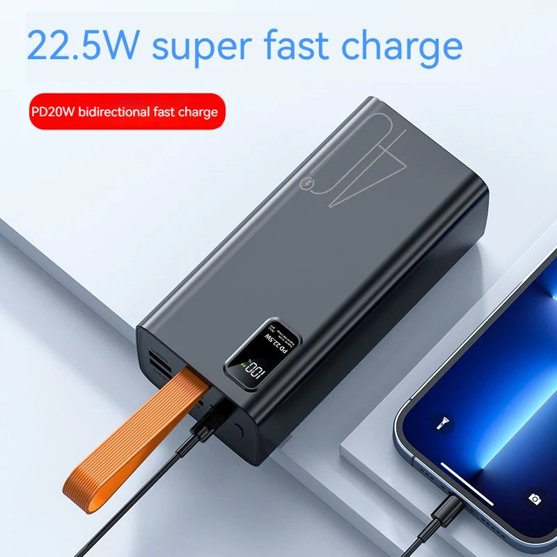 Portable Big Capacity 4USB Type-C Output 40000mah PowerBank LED Digital Display USB C PD 22.5W Fast Charging Power Bank 40000mAh