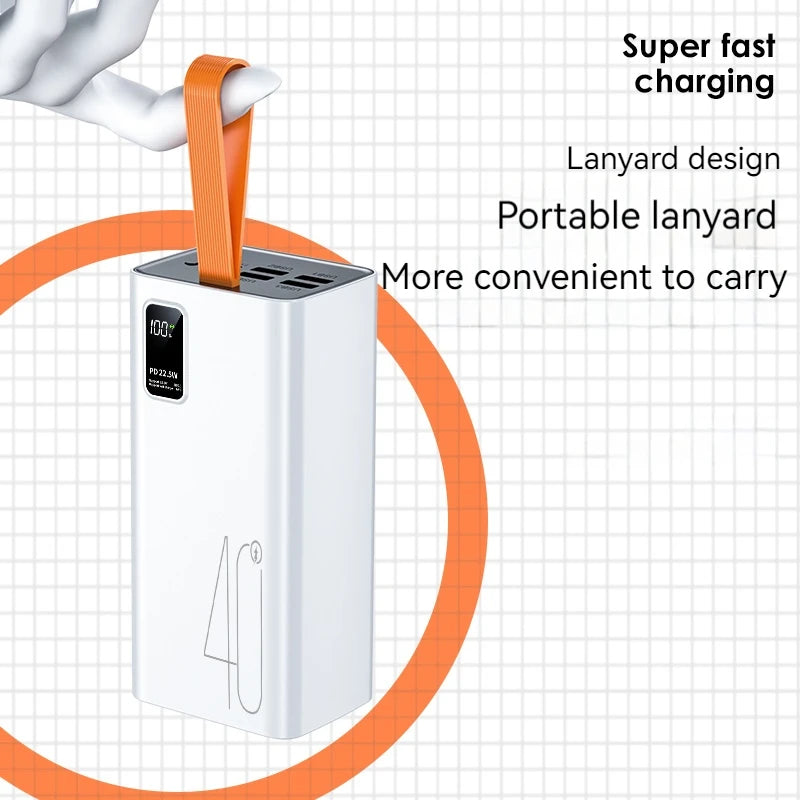 Portable Big Capacity 4USB Type-C Output 40000mah PowerBank LED Digital Display USB C PD 22.5W Fast Charging Power Bank 40000mAh