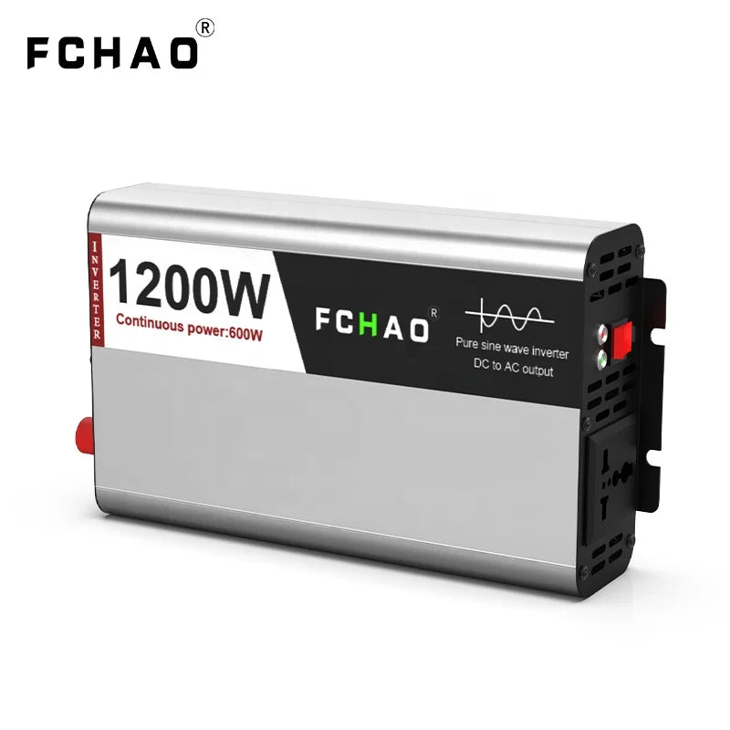 FCHAO 600W Car Inverter Pure Sine Wave Solar Inverter Off Grid Power Invertor 2000W 12V 24V to 220V 230V 240V for Home RV Car