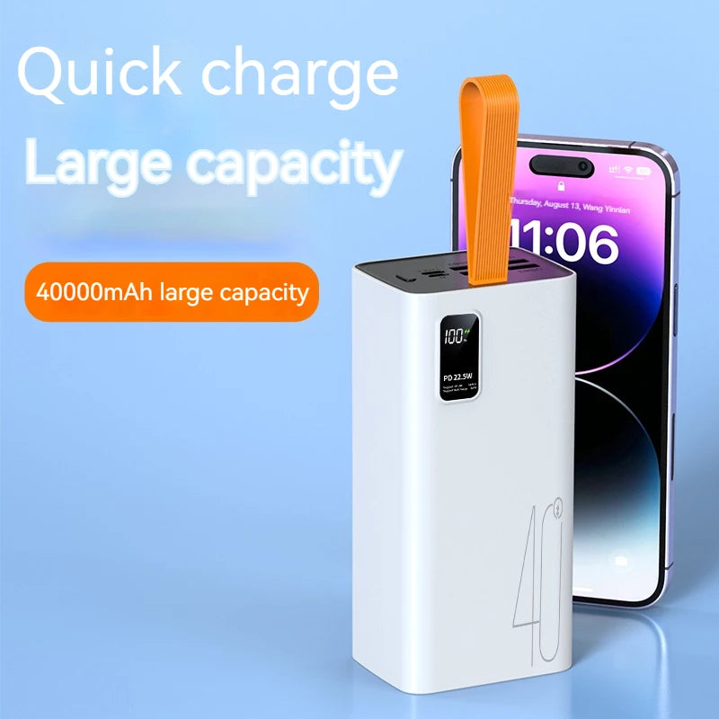 Portable Big Capacity 4USB Type-C Output 40000mah PowerBank LED Digital Display USB C PD 22.5W Fast Charging Power Bank 40000mAh