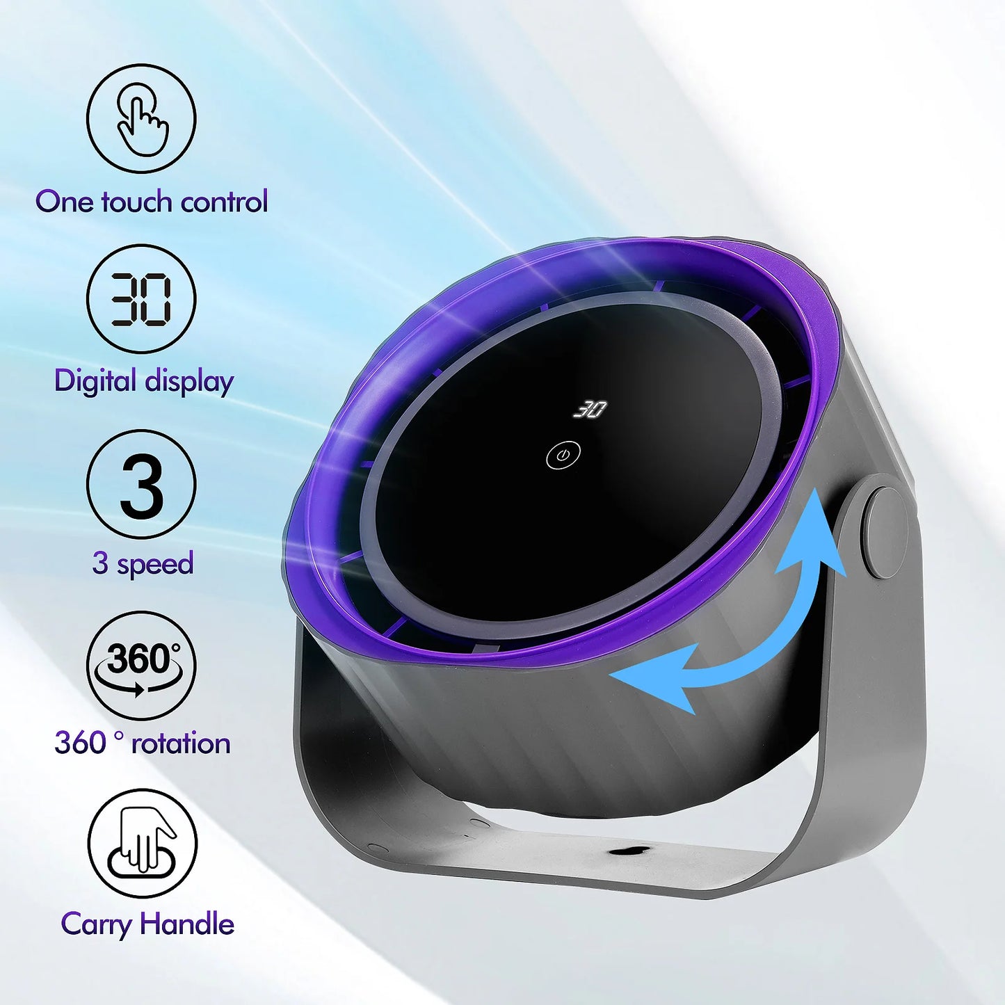 USB Rechargeable High-Speed Portable Adjustable Fan for Office and Outdoor Use Consumer Electronics Product Cooling