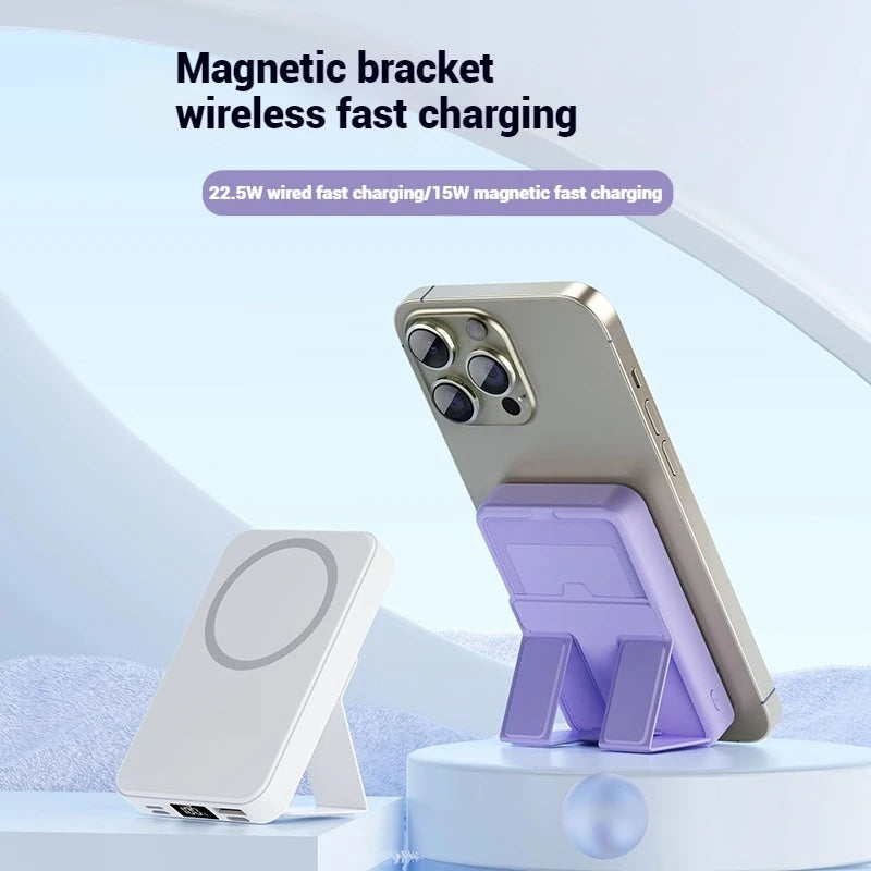 High Quality Magnetic Foldable Stand Wireless 15W Portable Charger Battery Pack 22.5W PD Type C Fast Charger PowerBank 10000mAh