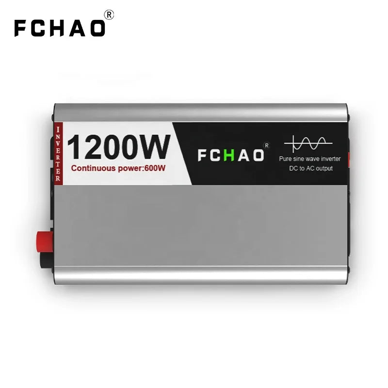 FCHAO 600W Car Inverter Pure Sine Wave Solar Inverter Off Grid Power Invertor 2000W 12V 24V to 220V 230V 240V for Home RV Car