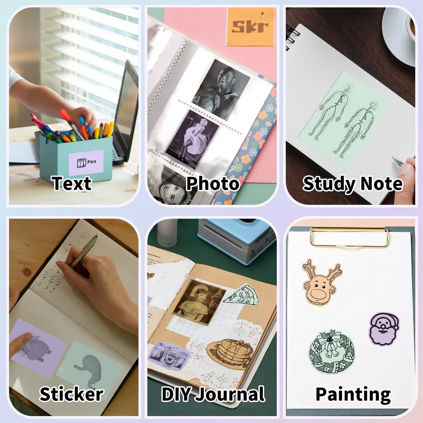 Phomemo T02 Mini Thermal Portable Photo Printer for Children IOS Compatibility Printing Study Notes Pictures Stickers