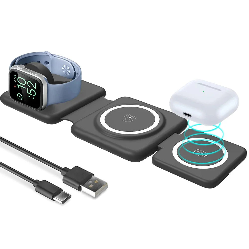 40W 3in1 Magnetic Wireless Charger Pad Stand for iPhone15 14 13 12 Pro Max Airpods iWatch 8 Fast Wireless Charging Dock Station
