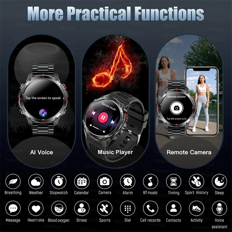 2025 New For HUAWEI IOS T-Rex 3 GPS Smart Watch 10 ATM Waterproof Built-in Dual-band GNSS Compass Military Sport Smartwatch Men