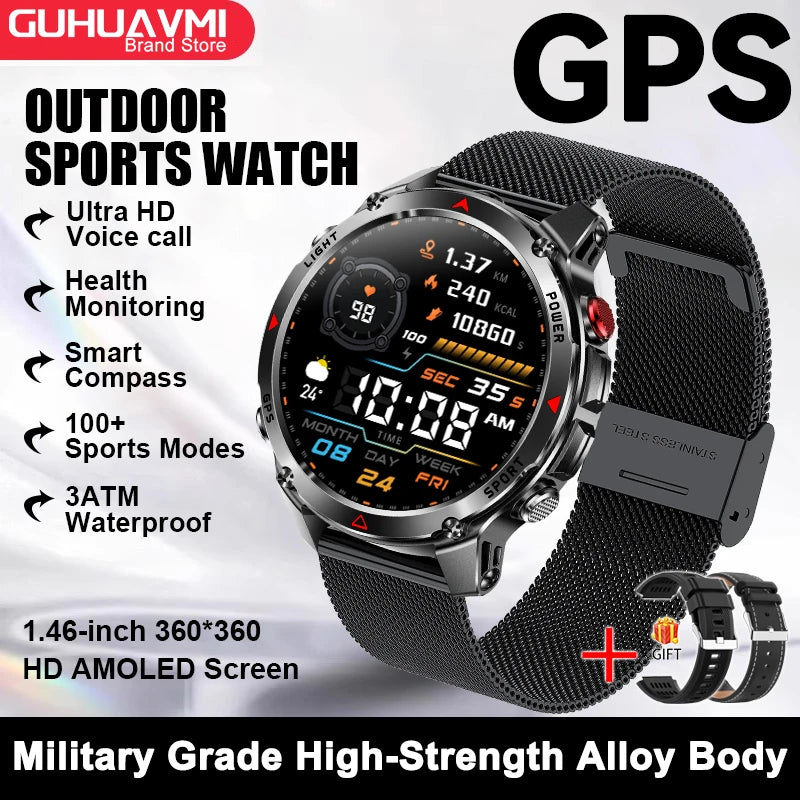 2025 New For HUAWEI IOS T-Rex 3 GPS Smart Watch 10 ATM Waterproof Built-in Dual-band GNSS Compass Military Sport Smartwatch Men