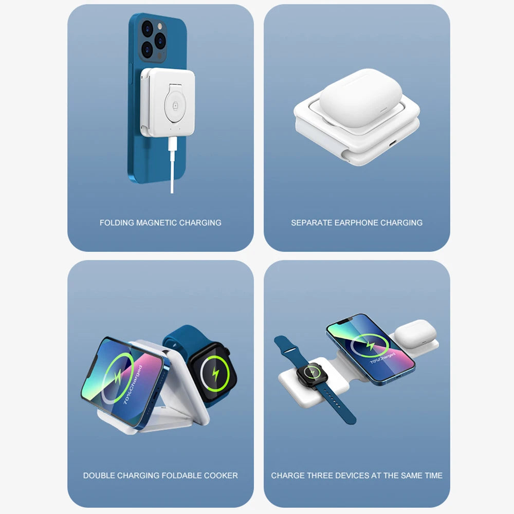 40W 3in1 Magnetic Wireless Charger Pad Stand for iPhone15 14 13 12 Pro Max Airpods iWatch 8 Fast Wireless Charging Dock Station