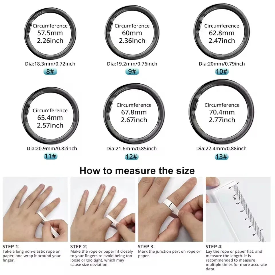 Smart Wellness Ring – Track Sleep, Heart & Sports in Style, IP68 Waterproof