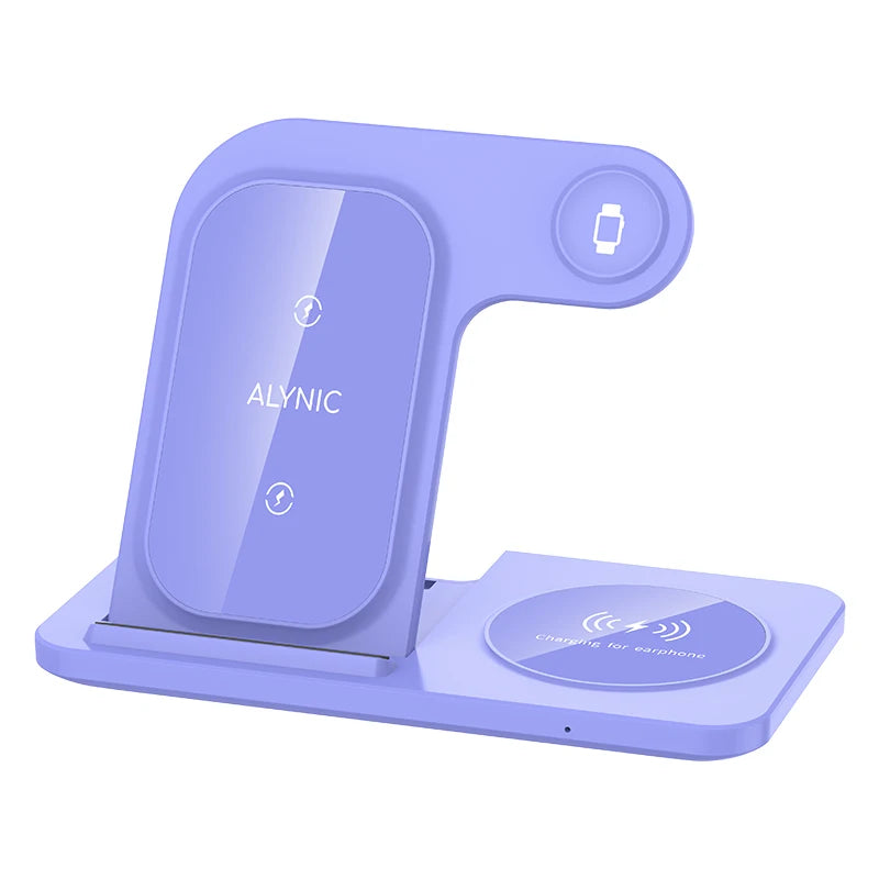 30W LED Fast Wireless Charger Stand 3 in 1 Foldable Charging Station For iPhone 15 14 13 12 11 Apple Watch 9 8 7 6 5 AirPods Pro