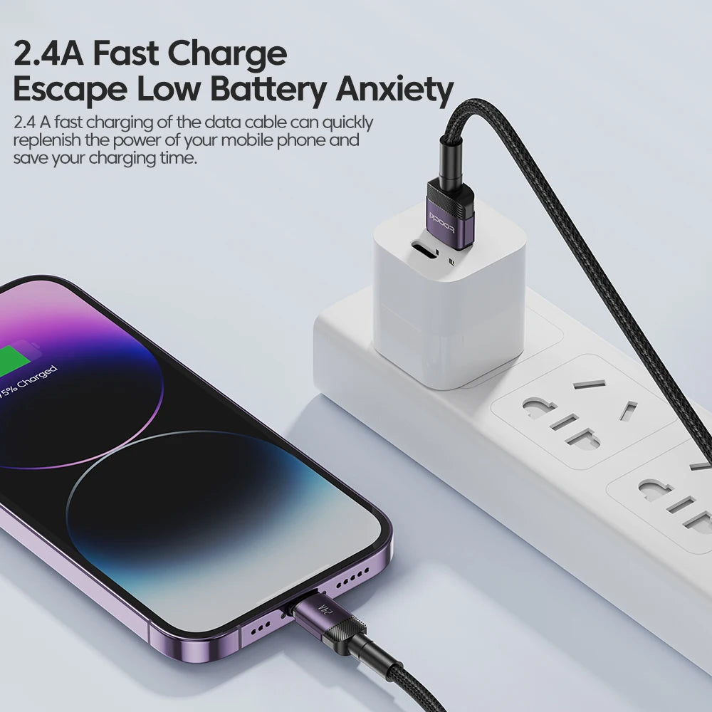 Toocki USB Cable For iphone14 13 12 11 Pro Max Xs Xr X SE 8 7 6 Plus Fast Charging Mobile Phone Data Line For Ipad Charger Wire