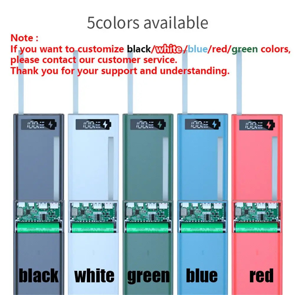 21x18650 Battery Storage Box Charge18650 Battery Power Bank Case Shell with LED Light