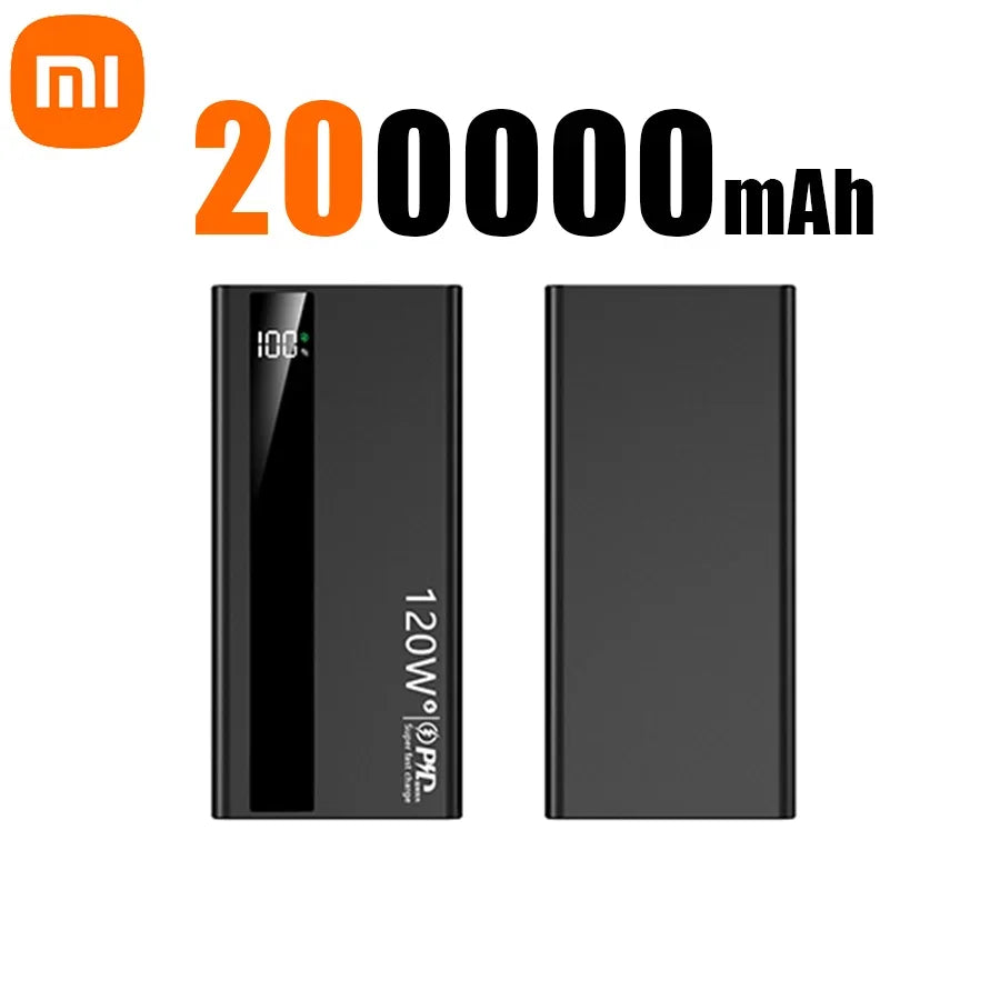 XIAOMI 200000mAh High Capacity 120W PowerBank Super Fast Charging Portable External Battery Powerbank For Iphone Samsung Huawei