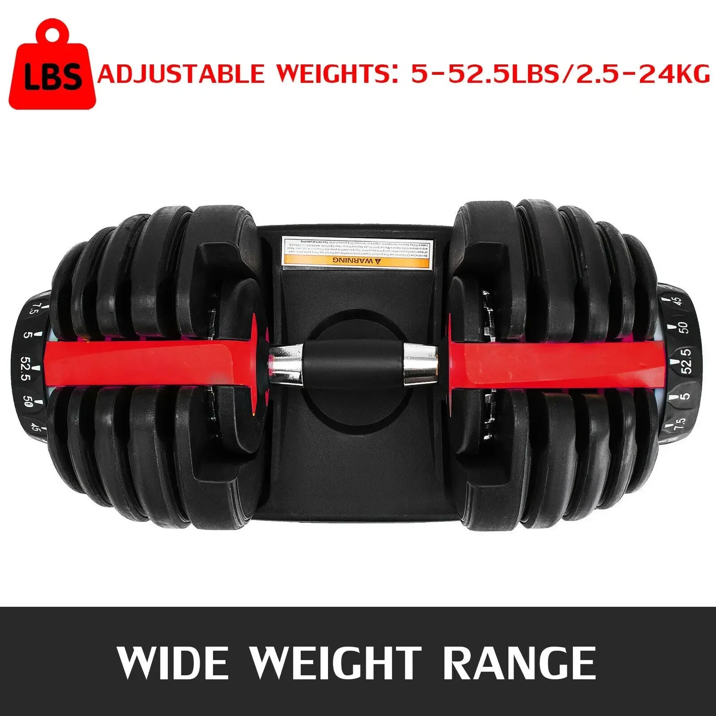 VEVOR 24Kg/52.5LBS Dumbbells Adjustable 5-52.5LBS Fitness Workouts Dumbbells Set Sports Fitness Equipment for Exercise Health