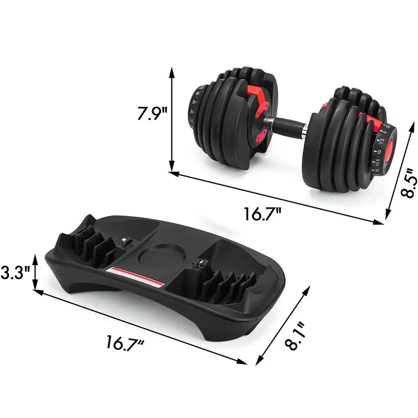VEVOR 24Kg/52.5LBS Dumbbells Adjustable 5-52.5LBS Fitness Workouts Dumbbells Set Sports Fitness Equipment for Exercise Health