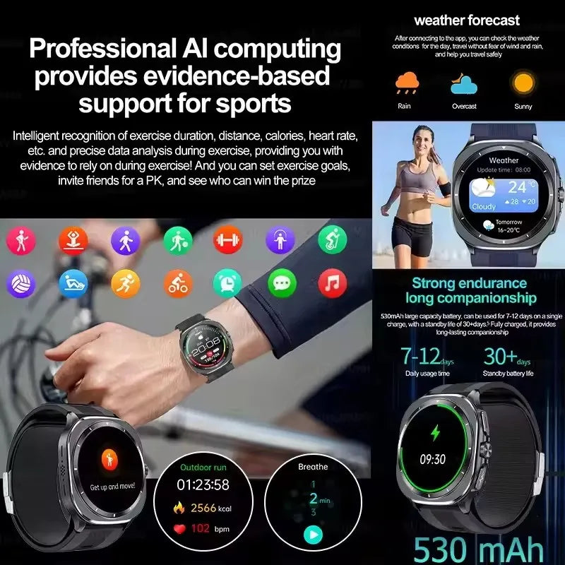 2025 New Guhuavm Air Pump Airbag Accurate Measure Smart Watch Men Micro Physical Examination Blood Pressure Sport SmartWatches