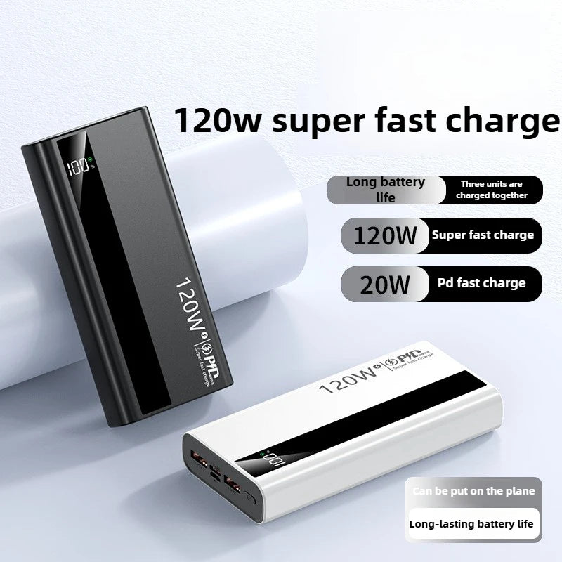 Ultra-thin 120W Super Fast Charging 20000mAh Power Bank with Digital Display Mobile Power Supply Suitable for IPhone Xiaomi