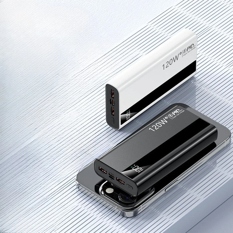 Ultra-thin 120W Super Fast Charging 20000mAh Power Bank with Digital Display Mobile Power Supply Suitable for IPhone Xiaomi