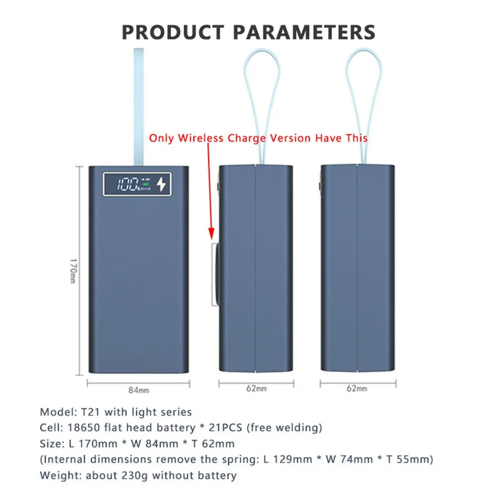 21x18650 Battery Storage Box Charge18650 Battery Power Bank Case Shell with LED Light