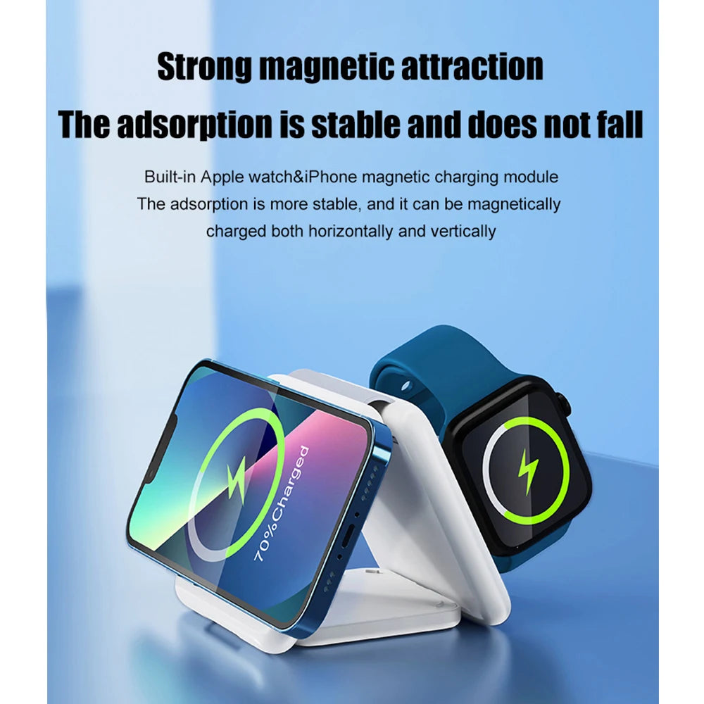 40W 3in1 Magnetic Wireless Charger Pad Stand for iPhone15 14 13 12 Pro Max Airpods iWatch 8 Fast Wireless Charging Dock Station
