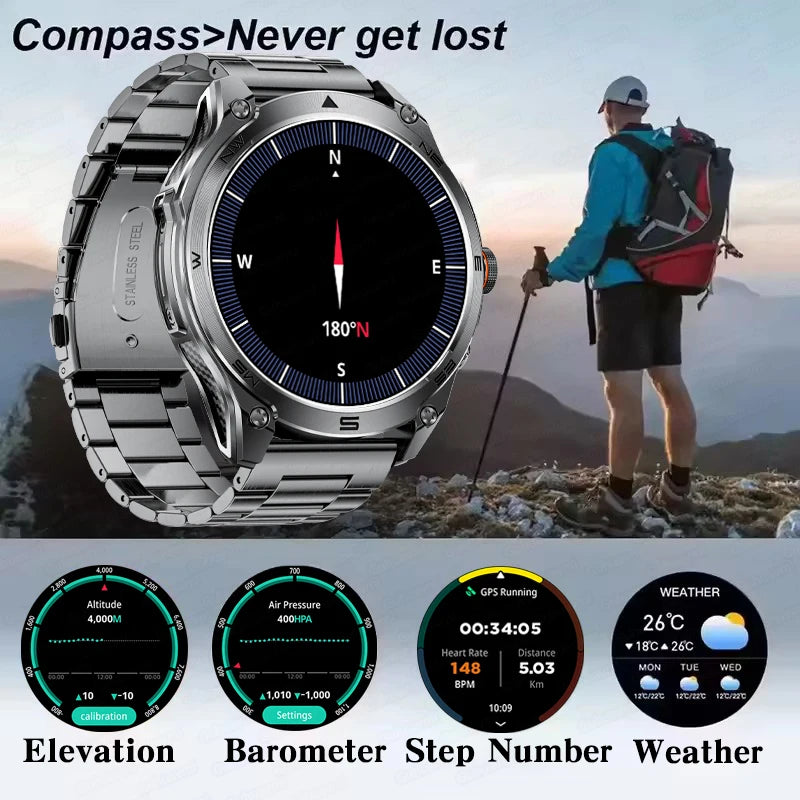 New For Xiaomi Military Smart Watch Men 10ATM Waterproof Outdoor Sport Fitness Tracker Health Monitor Bluetooth Call Smart Watch
