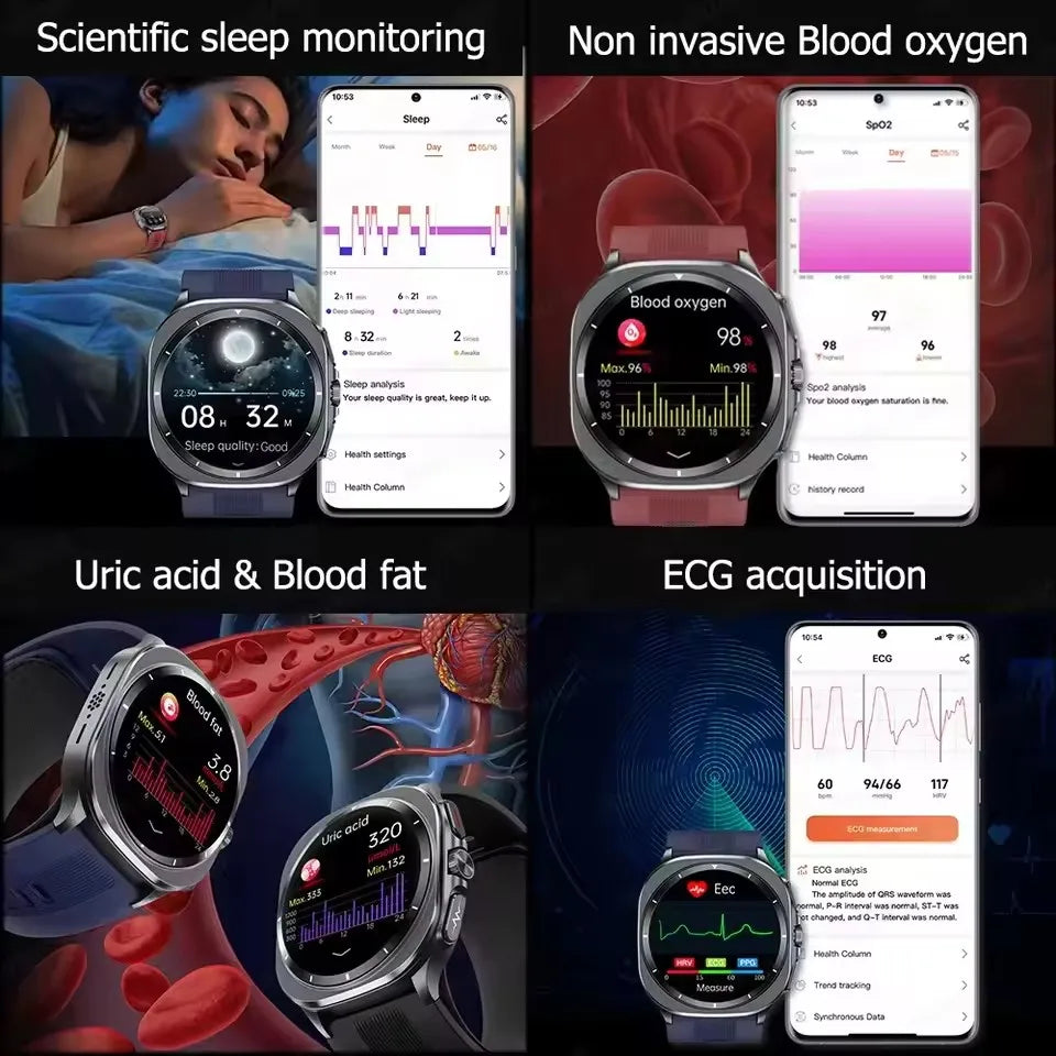 2025 New Guhuavm Air Pump Airbag Accurate Measure Smart Watch Men Micro Physical Examination Blood Pressure Sport SmartWatches