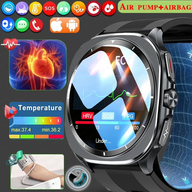 2025 New Guhuavm Air Pump Airbag Accurate Measure Smart Watch Men Micro Physical Examination Blood Pressure Sport SmartWatches