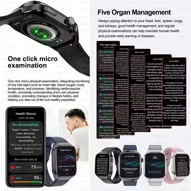 2025 New For Huawei Three highs Blood Pressure Smartwatch ECG Uric Acid Heart Rate Clock Body Analysis Health Monitoring Watches