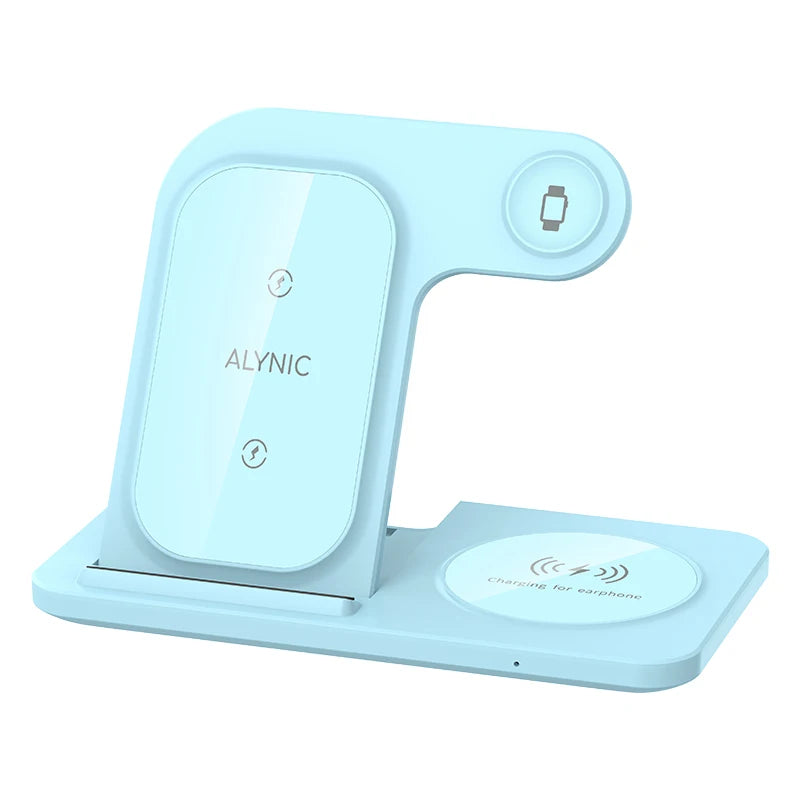 30W LED Fast Wireless Charger Stand 3 in 1 Foldable Charging Station For iPhone 15 14 13 12 11 Apple Watch 9 8 7 6 5 AirPods Pro