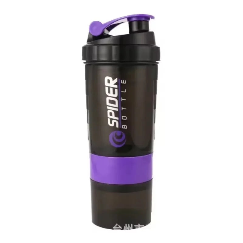 3 Layer Shaker Bottle Protein Mixing Shake Cup Sports Fitness Water Cup 550ml Scaled Plastic Water Bottles with Medicine Box