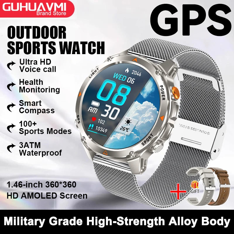 2025 New For HUAWEI IOS T-Rex 3 GPS Smart Watch 10 ATM Waterproof Built-in Dual-band GNSS Compass Military Sport Smartwatch Men