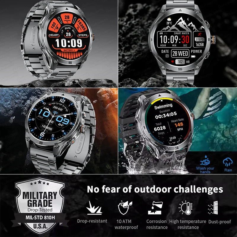 New For Xiaomi Military Smart Watch Men 10ATM Waterproof Outdoor Sport Fitness Tracker Health Monitor Bluetooth Call Smart Watch