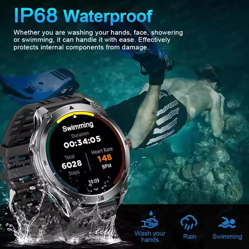 New For Xiaomi Military Smart Watch Men 10ATM Waterproof Outdoor Sport Fitness Tracker Health Monitor Bluetooth Call Smart Watch