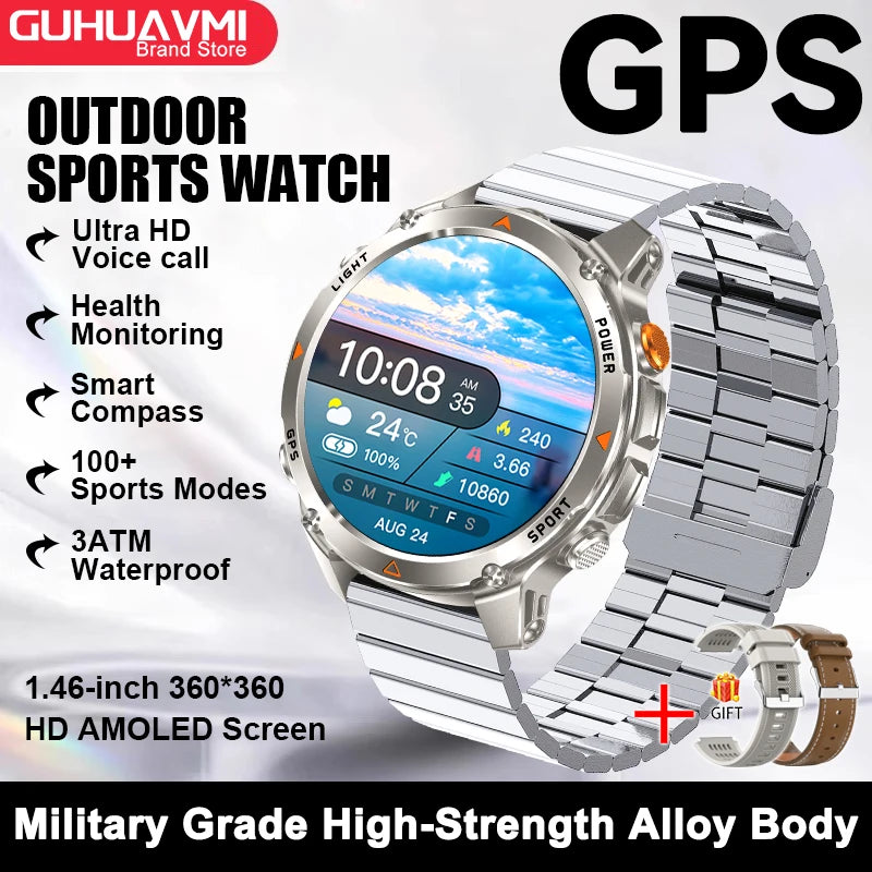 2025 New For HUAWEI IOS T-Rex 3 GPS Smart Watch 10 ATM Waterproof Built-in Dual-band GNSS Compass Military Sport Smartwatch Men