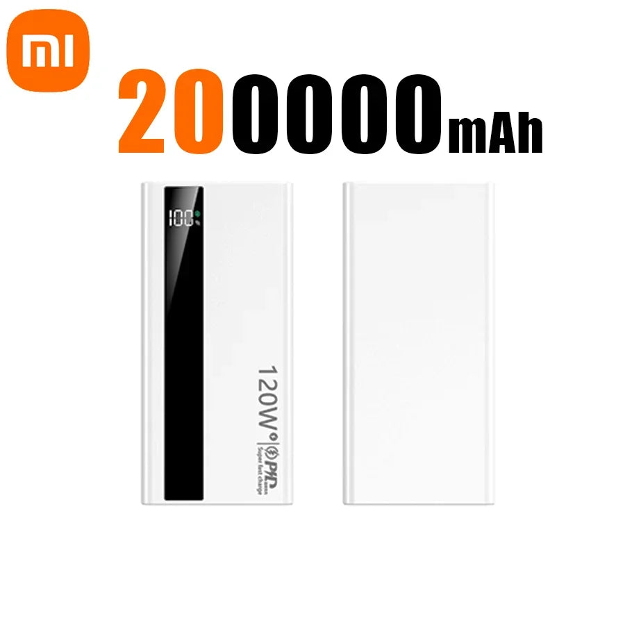 XIAOMI 200000mAh High Capacity 120W PowerBank Super Fast Charging Portable External Battery Powerbank For Iphone Samsung Huawei