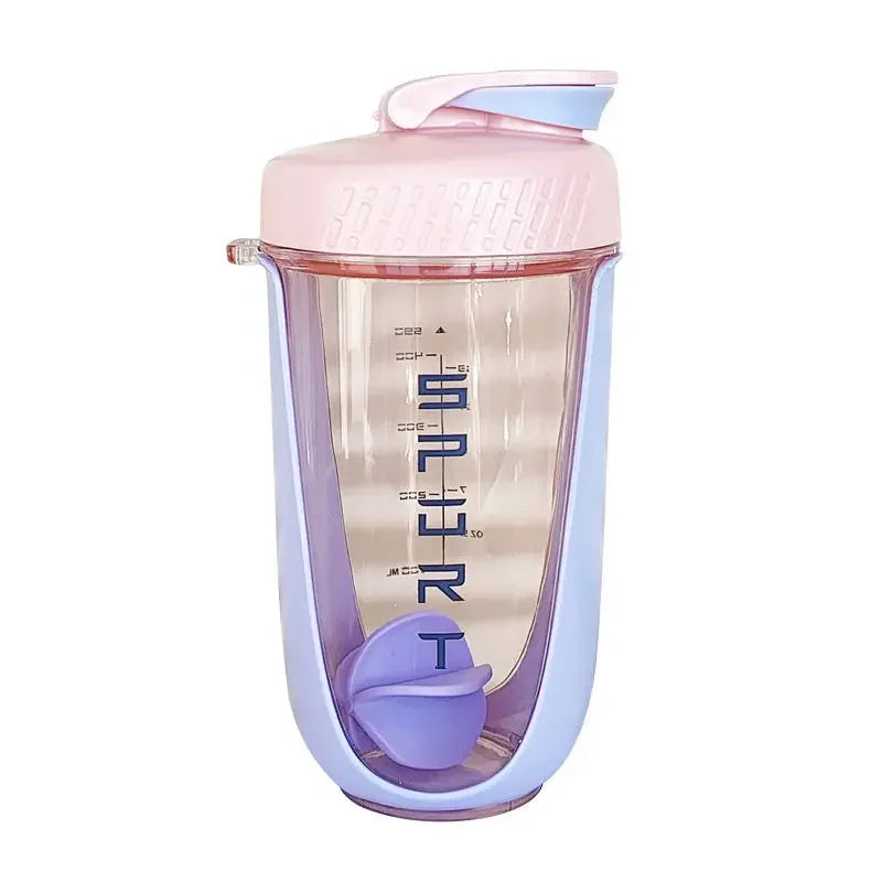 600ML Blender Shaker Bottle with Plastic Whisk Ball BPA Free Plastic Protein Shakes Leakproof for Powder Workout Gym Sport