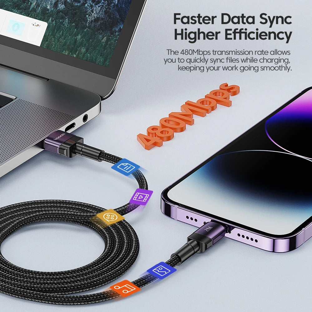 Toocki USB Cable For iphone14 13 12 11 Pro Max Xs Xr X SE 8 7 6 Plus Fast Charging Mobile Phone Data Line For Ipad Charger Wire