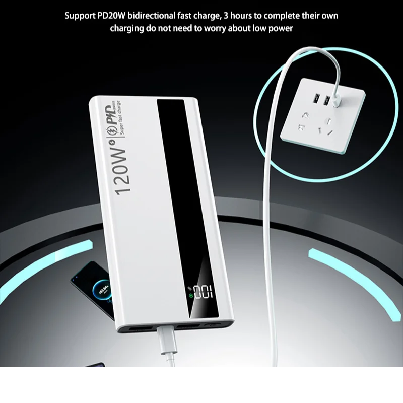 XIAOMI 200000mAh High Capacity 120W PowerBank Super Fast Charging Portable External Battery Powerbank For Iphone Samsung Huawei