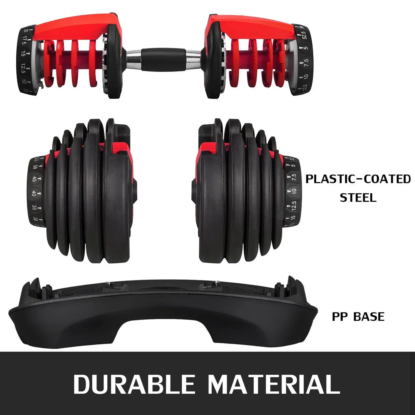 VEVOR 24Kg/52.5LBS Dumbbells Adjustable 5-52.5LBS Fitness Workouts Dumbbells Set Sports Fitness Equipment for Exercise Health