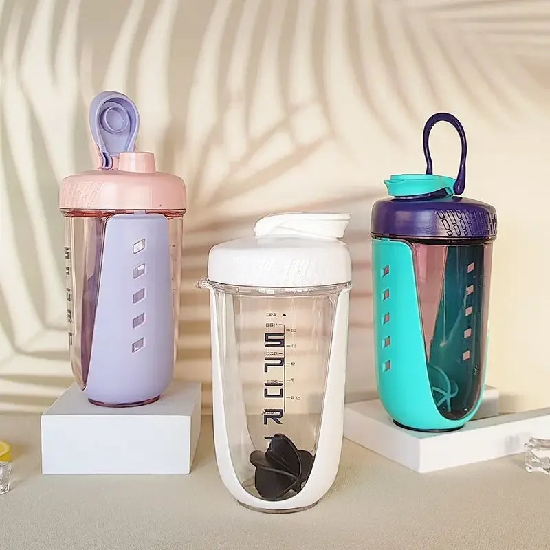600ML Blender Shaker Bottle with Plastic Whisk Ball BPA Free Plastic Protein Shakes Leakproof for Powder Workout Gym Sport