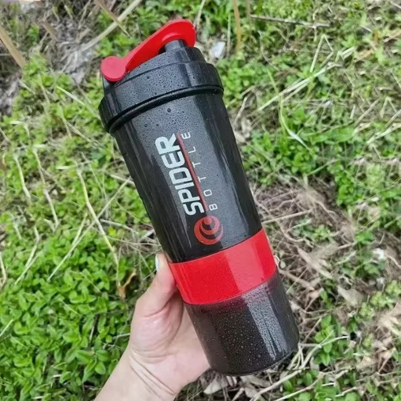 3 Layer Shaker Bottle Protein Mixing Shake Cup Sports Fitness Water Cup 550ml Scaled Plastic Water Bottles with Medicine Box