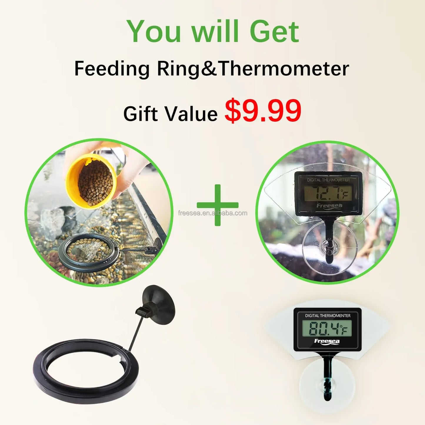 FREESEA Automatic Fish Feeder with Accessories Set for Timer Aquarium Vacation Food Dispenser