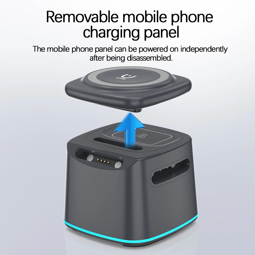 2025 Magnetic Mini Cube Wireless Charging Dock New Trending Products 3 in 1 15W Fast Wireless Charger for iPhone Watch Earbuds