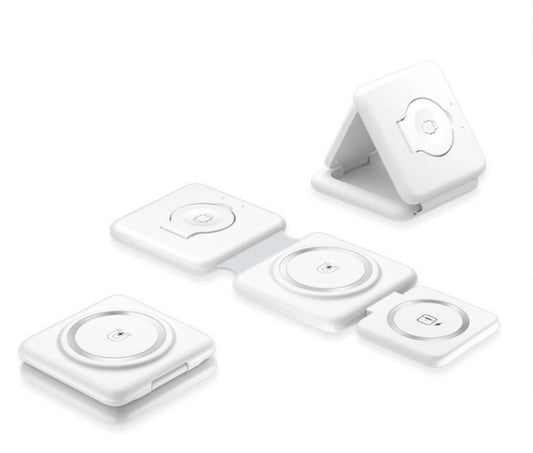 3-in-1 Magnetic Wireless Charger for iPhone 15 14 13 12 Watch with 15W Fast Charging Foldable Stand Wood Dock Station