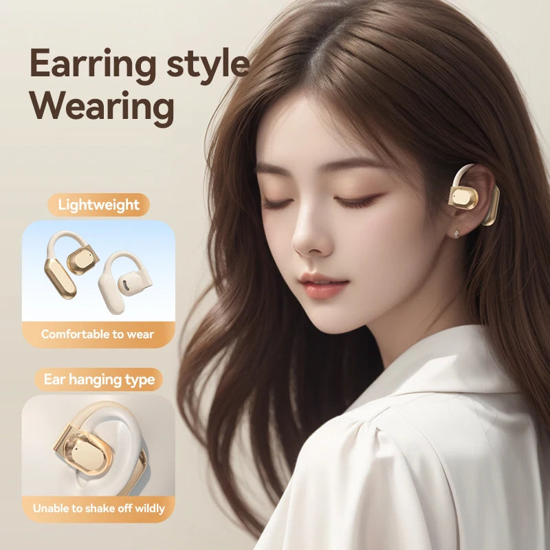 2025 Open-ear AI Stereo TWS Earbuds for Business Travel Digital Display Battery Indicator Large Capacity Headphones