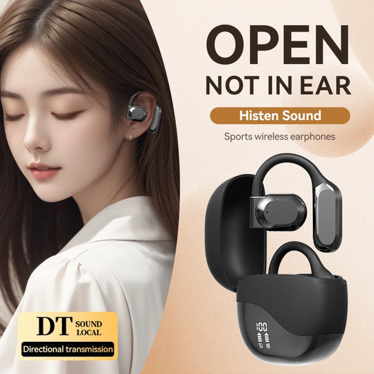 2025 Open-ear AI Stereo TWS Earbuds for Business Travel Digital Display Battery Indicator Large Capacity Headphones