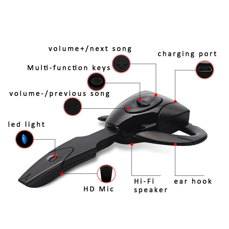 Wireless Headphones Business Earphones Bluetooth-Compatible Headset Microphone Rechargeable Standby Car Driving Sport Handsfree