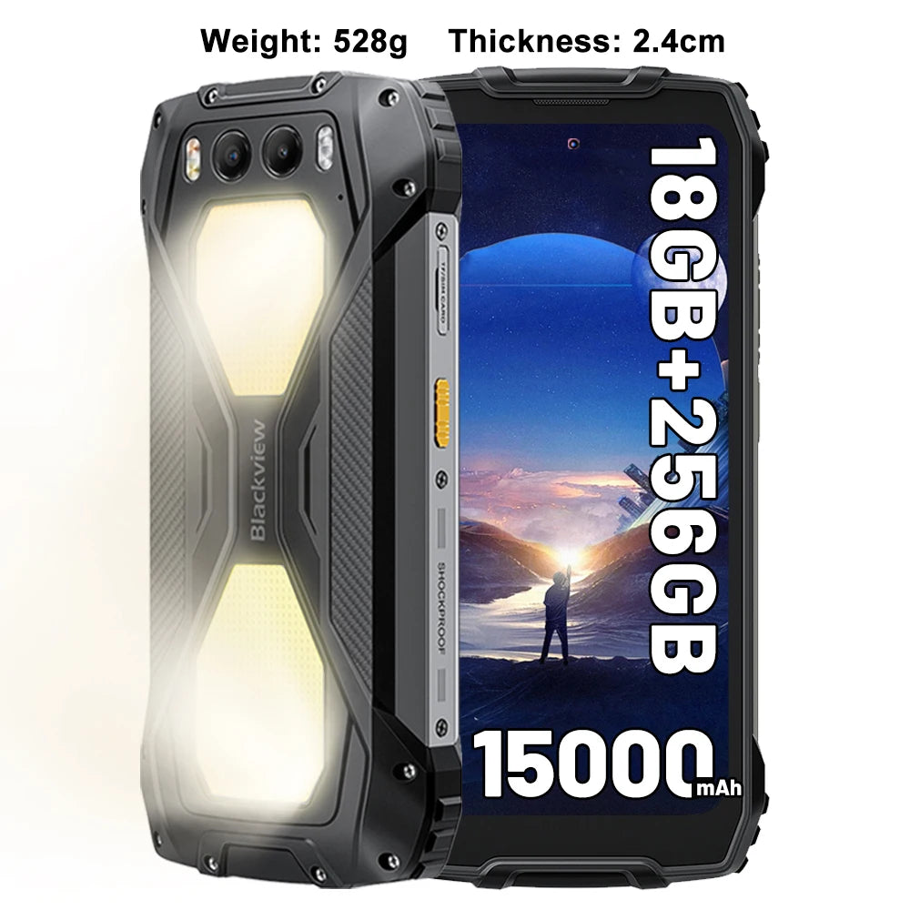 BLACKVIEW BV7300 [No EU Charger] 18GB (6 + 12) 256GB 15000mAh 45W Fast Charge 6.67" Android 14 Smartphone