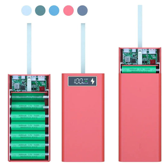 21x18650 Battery Storage Box Charge18650 Battery Power Bank Case Shell with LED Light